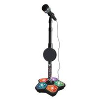 Vaikų mikrofonas su stovu Mažiems vaikams Berniukams Mergaitėms Baterijomis maitinama Karaoke mašina su LED šviesa Muzika Vaikų stovintis mikrofonas Dainuojantis muzikinis žaislas juoda