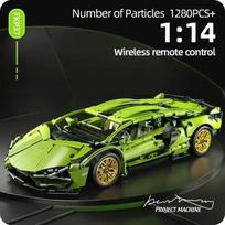 Techninis 1280 vnt. lenktyninio automobilio konstravimo kaladėlės, nuotolinio valdymo automobilis, elektrinio variklio rinkinys 1:14 Masto Sportinio Automobilio Modelis Žaislas Dovana Vaikams Suaugusiems Original box