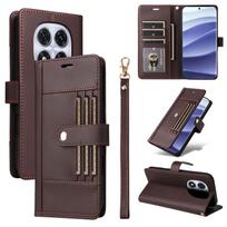 Atverčiama odinė piniginė dėklas Xiaomi Redmi Note 14 Pro 14S 4G Note14 Pro Plus 5G, flip dangtelis, telefono dėklai, išorėje 6 kortelių lizdai PU Leather&Redmi Note14 4G (Europe) kava