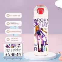 Kpop raganių medžiotojų tematikos termosinė puodelis, didelės talpos nešiojamas nerūdijančio plieno vandens puodelis vaikams 500ml
