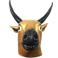 Helovino pilno veido karvės kaukė Gyvūno jautuko kaukė moterims, vyrams Karnavalui, Cosplay vakarėliui, Helovino karvės latekso kaukė auksas