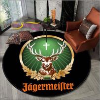 Apvalaus ploto kilimėlis flanelinis Jagermeister Deer logotipas miegamajam, neslystantis svetainei Virtuvės kilimėlis grindims 60cm