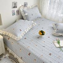Pure Cotton Tatami Mat Quilted Bed Cover - Thick, Fresh Print, Easy Care Pair of Pillowcases