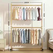 Movable Double-Layer Drying Rack with Wheels for Indoor and Balcony Use