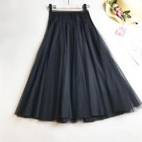 Madingi tiulio sijonai Moteriški Vasaros ir Žiemos Elastingi Aukšto Liemens sijonai Ilgas Tinklinis Sijonas Tutu Maxi Plisuotas sijonas One size juoda