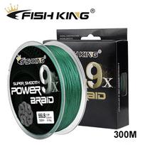 Fishing King 300M 9X sruogų pintas žvejybos valas, daugiagijinis Pe Line, pintas žvejybos valas 2.0-0.22mm-35lb tamsiai žalia spalva