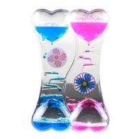 Smėlio laikrodis „Double Heart Liquid Motion Bubble Drop Oil“. rožinė/mėlyna