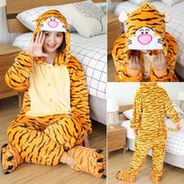 Gyvūnų katės Tigras Kigurumi Vienaragis Onesie suaugusiems paaugliams, moterims, vyrams, pižamoms, juokingoms flanelinėms, šiltoms, minkštoms miegui. xl