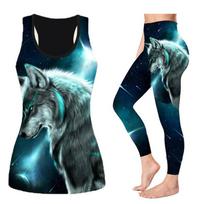 „Big Wolf Print“ jogos apranga moterims, madinga 3D spausdinta treniruočių antblauzdžiai, fitneso sportui aukštu juosmeniu, laisvalaikio jogos kelnės XS žalia