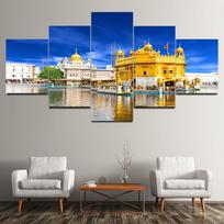 5 dalys peizažas Auksinė šventykla Amritsar drobė Tapyba Pastatas Plakatai ir spaudiniai Sienų nuotraukos Cuadros namų dekoras be rėmelio 20x35cm*2  20x45cm*2  20x55cm*1