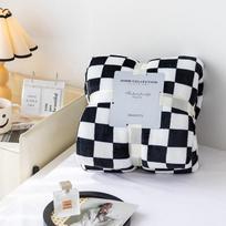 Šachmatinės lentos koralų vilnos antklodė Plaid Super Minkšta Lova Paklodė Sofos Užvalkalas Namų Miegamojo Kelionių Biuro antklodės 70x100cm juoda