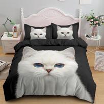 3D Pet Cat patalynės komplektas Miegamojo katės rašto antklodės užvalkalas pagalvės užvalkalas patalynė viengulė dvigulė lova viso dydžio 2/3 vienetų mikropluošto DE 100x135cm