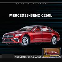 1/24 mastelio Benz C260L liejimo automobilio modelio žaislas, patraukiama atgal žaislinė transporto priemonė su garsu ir šviesa, skirta vaikams, mažiems berniukams, mergaitėms, dovanų kolekcija 1/24-23x7.8x6.7cm tamsiai raudona spalva