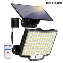 106 LED saulės lauko apšvietimas, 348 LED prožektorius, 228LEDIP65 vandeniui atsparus judesio jutiklis, žmogaus kūno jutiklis, saulės prožektorius, saugos šviesa, 3 režimai 106LED-1PCS