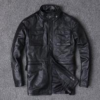Užtrauktuku kišeninė karvės odos striukė, nuo vėjo, viršutinė striukė, vyriška natūralios odos paltai 6XL XXXXXL black