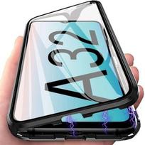 Metalinis magnetinis dėklas, skirtas „Samsung Galaxy S25 S24 Ultra S23 FE S21 S20 S22 A56 A36 A16 A26 A55 A52 A32 A54“ dvipusiam stikliniam apsauginiam dangteliui, atsparus smūgiams Galaxy A35 5G juoda