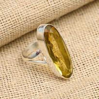 Elegant Citrine Gemstone Handmade 925 Solid Sterling Silver Jewelry Lovely Ring For Her 4 geltona