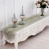 Stalo bėgikas Žalia Stalo vėliava Gėlė Siuvinėta Viršutinė Elegantiška Europos Nėriniai Pastoracinė Namų puošyba Bėgiai Padėklai stalui 40X70cm