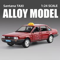 1/24 Santana Lydinio Taksi Automobilio Modelis Diecasts Metalinis Miesto Taksi Transportas Automobilio Modelis Simuliacija Garsas Šviesa Kolekcija Vaikų Žaislas Dovana raudona