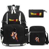 3 vnt./kompl. Anime Dragon Ball nešiojamojo kompiuterio kuprinė Unisex kuprinė su pietų rankine mergaitei, berniukui, paaugliui, mokykline kuprine, vyrams, moterims, laisvalaikio krepšiu, kuprine, mochila