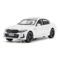 1/32 mastelio BMW 320i THE 3 2023 lydinio automobilio modelis liejamo metalo žaislinės transporto priemonės modelis su garso ir šviesos simuliacija rinkinys berniukui vaiko žaislo dovana balta