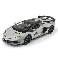 1/24 Lydinio Lamborghini AVENTEDOR SVJ 63 Sportinio automobilio modelis Žaislinis automobilis Simuliacija Diecasts & Žaislinės transporto priemonės Garsas Šviesa Kolekciniai žaislai Dovanai pilka