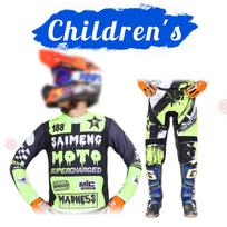 motokroso pavarų komplektas vaikams 4 5 6 7 8 9 10 11 12 13 metų Jaunimas vaikas Motociklas berniukas Mergaitė Jersey Pant Kits lenktyninis kostiumas Visureigis Enduro MX MTB M-22 green