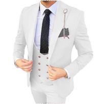 Vyriškas vestuvinis ir verslo trijų dalių kostiumas – geriausias vyro ir šeimininko drabužis 4XL (custom size, no return or exchange) balta
