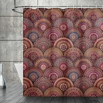 Mandala Boho Dušo užuolaida Spalvinga gėlėta vonios užuolaida namų vonios dekoravimui Vandeniui atsparus poliesterio audinys su kabliukais W90xH180cm