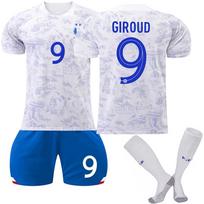 22/23 Prancūzijos išvykos ​​​​futbolo marškinėliai, šortai, kojinės, komplektas, naujo sezono šortai, kojinės, suaugusiųjų dydžiai, apranga XXXL dangaus mėlyna spalva