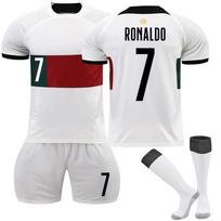 22/23 Portugalija išvykoje Futbolo megztiniai šortai kojinės komplektas naujo sezono šortai kojinės suaugusiems skirtų dydžių apranga L balta