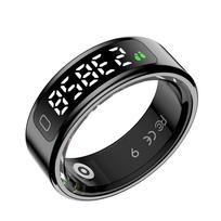 YurKem Smart Ring Širdies ritmo kraujo deguonies ir kraujospūdžio matuokliai Vyrai Moterys Fitness Tracker Sport IP68 Neperšlampamas Bluetooth žiedas Size 10 (20mm) juoda