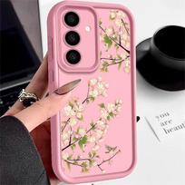 Dėklas Samsung Galaxy A55 A54 A26 A35 A15 A16 A56 A25 5G S25 Edge S24 S23 S22 Ultra S24 S21 FE Rožiniai gėlės Minkštas telefono dėklas For Samsung Galaxy S23