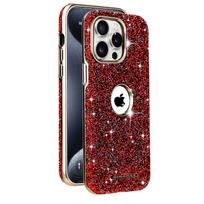 Prabangus blizgus magnetinis dėklas iPhone 17 Air 16 15 14 Plus 13 12 Pro Max Telefonams Su Cirkonio Akmenukų Dangteliu Ir Galvanizuotu Rėmeliu Moterims Merginai Jai iPhone 15 raudona