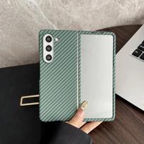 Prabangus anglies pluošto ir odos Magsafe dėklas telefonui Samsung Galaxy Z Fold 7 6 5 4 3 Apsauginis magnetinis belaidžio įkrovimo galinis dangtelis Galaxy Z Fold7 žalia