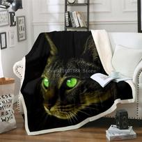 Mielas miegantis katinas 3D spausdintas vilnonis pledas piknikui, itin storas, madingas, su katėmis, naminiams gyvūnams, vaikams, šerpos užmetami pledai 70x100cm