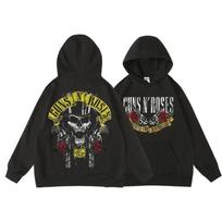 Guns N' Roses Grįžome Retro Gatvės Stiliaus Hoody Moterims Apvalus Kaklas Kišenė Megztinis Fleece Hoody Kvėpuojantis Megztinis Moteriškas Hoody XS juoda