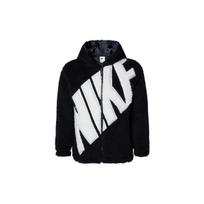 Nike raidės su gobtuvu užtrauktuku laisvalaikio vilnos striukė moteriškos striukės Juoda FB8696-010 S