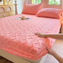 Žieminė šilta aksominė taftos paklodė su guma - Neslystanti vientisos spalvos čiužinio apsauga 48*74cm Pillowcase Pair vyšnių žiedų rožinė spalva