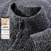 Vyriškas 100% merino vilnos pusiau užsegamas megztinis su stovimos apykaklės M