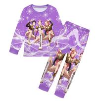 Kids Girls Anime Cartoon Rumi Zoey Mira Printed Long Sleeves T-Shirt Pants Sleeping Sleepwear Pajamas Set 100cm