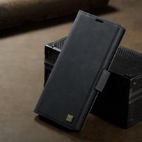 Prabangus Retro Karvės Odos Telefonų Piniginė Dėklas Knygos Stovas iPhone 17 16 15 Pro Max Samsung S25 S24 Ultra Redmi Note 14 13 Magnetinė Kortelės Lizdas Apverčiamas Dangtelis iPhone 14 juoda
