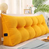 Trikampė didelė atlošo juosmens atrama pagalvė - vienspalvė sofa ir lovos pagalvė 60*50*20 cm ryškiai geltona spalva