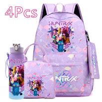 4 vnt./rinkinys Animacinis KPOP spausdintas Kuprinė su Rankine Pieštukine 750ml Vandens Buteliuku Paaugliui Berniukui Mergaitei Didelės Talpos Knygų Krepšys Mokyklinė Kuprinė Mochila