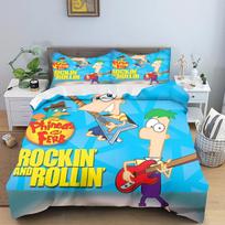 Phineas ir Ferb pledo užvalkalas, poliesterio antklodės užvalkalas su animacinių filmukų spaudiniu vaikų miegamajam, anime, jaukus kambario patalynė, įvairių dydžių 90x200cm