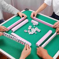 24 mm nešiojamas mažo dydžio Mahjong rinkinys 144*Mahjong rankinė 1 staltiesė 2 kauliukai vakarėlio pramogų stalo žaidimų žaislai rožinė