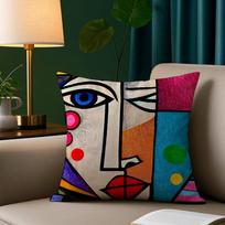 Picasso abstraktus meno paveikslas pagalvės užvalkalas pliušinis audinys minkštas pagalvės užvalkalas dvipusis spausdinimas sofos pagalvės užvalkalas užtiesalas 12x12Inch