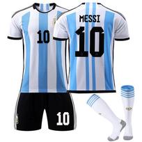 Aukštos kokybės unisex medvilnės mišinio sportinės kojinės vaikams Three Stars 2022 Argentinos namų versija su 10 numerio dizainu 20(110-120cm)