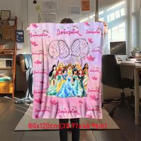 Disney princesių tematikos pledas, super minkštas, su mielais animacinių filmukų paveikslėliais, patogus šeimos kelionėms, sofoms, lovoms, dovana princesių gerbėjams 30x40in
