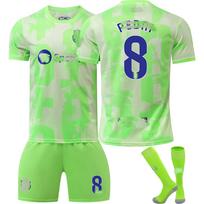 Paaugliams Vaikams Suaugusiems Futbolo Apranga Sporto Treniruočių Džersio Rinkinys Su Kojinėmis 24/25 Barça 2-asis Išvykos #8 Pedri 16